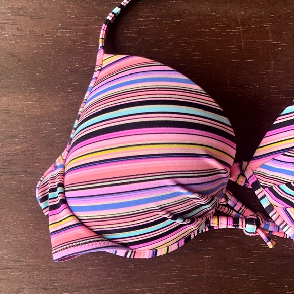 VS Multi-Stripe Foil Push-Up Halter Bikini Top - Picture 2 of 6